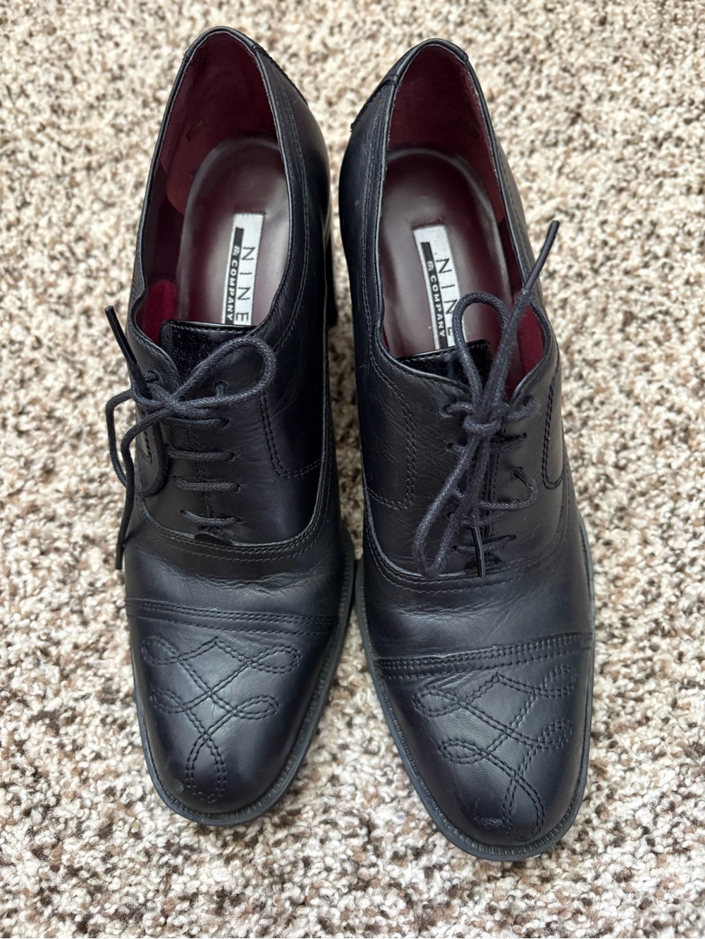 Nine & Co. Black Leather Lace-Up Ankle Boots